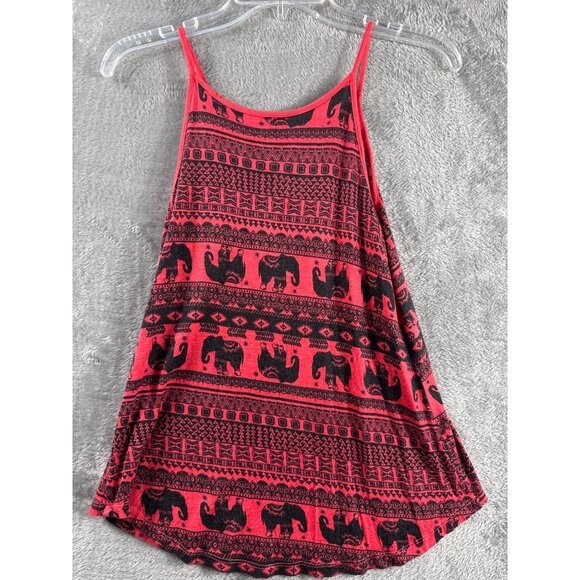 Rue21 Womans XS Red & Black Elephant Print Sleeveless Tank Top Lightweight - Picture 5 of 7